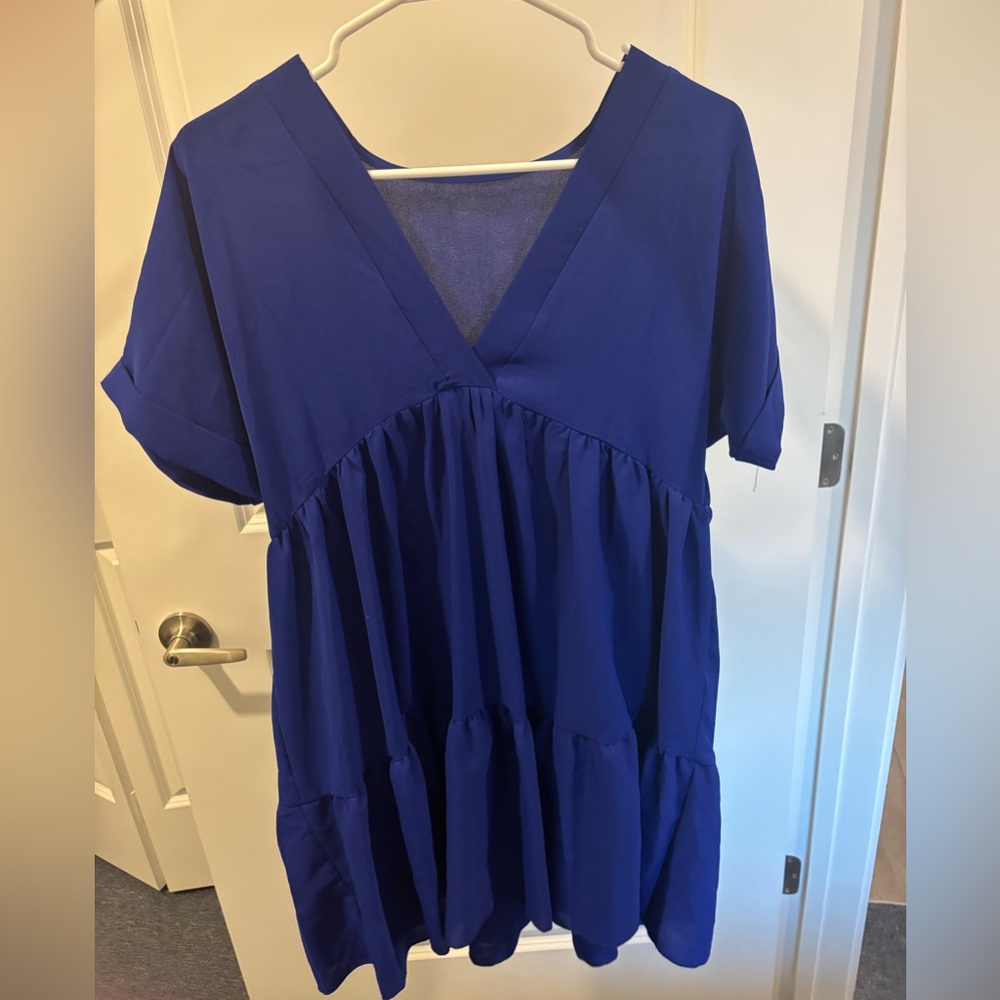 Royal Blue Ruffle Hem Dress - Picture 3 of 4